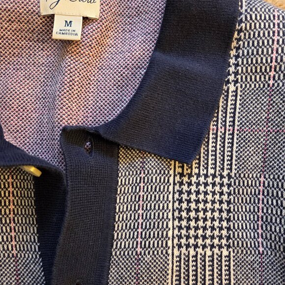J.Crew Men’s Medium Button-Up Sweater Polo – Blue Patterned - Picture 2 of 4